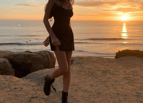 Sexy Little Black Dress Girl Beside the Sea