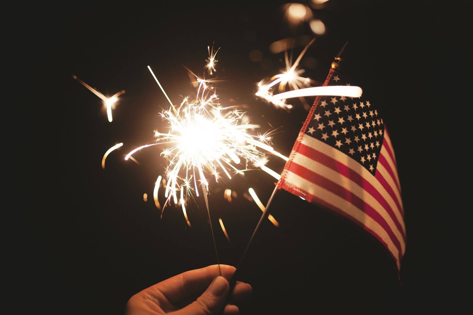 Sparkers and the flag of the USA
