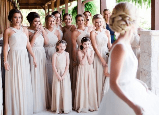 Bride with her bridesmaids and junior bridesmaids