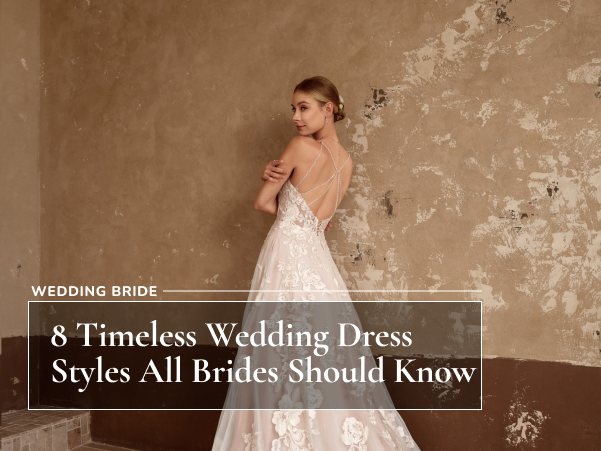 model in wedding dress posing