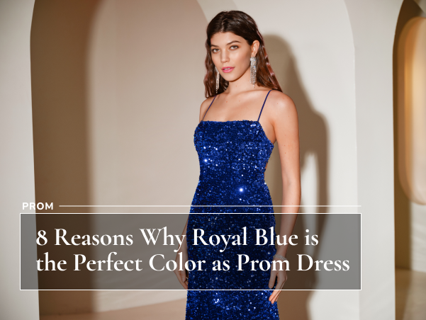 Lady in royal blue prom dress